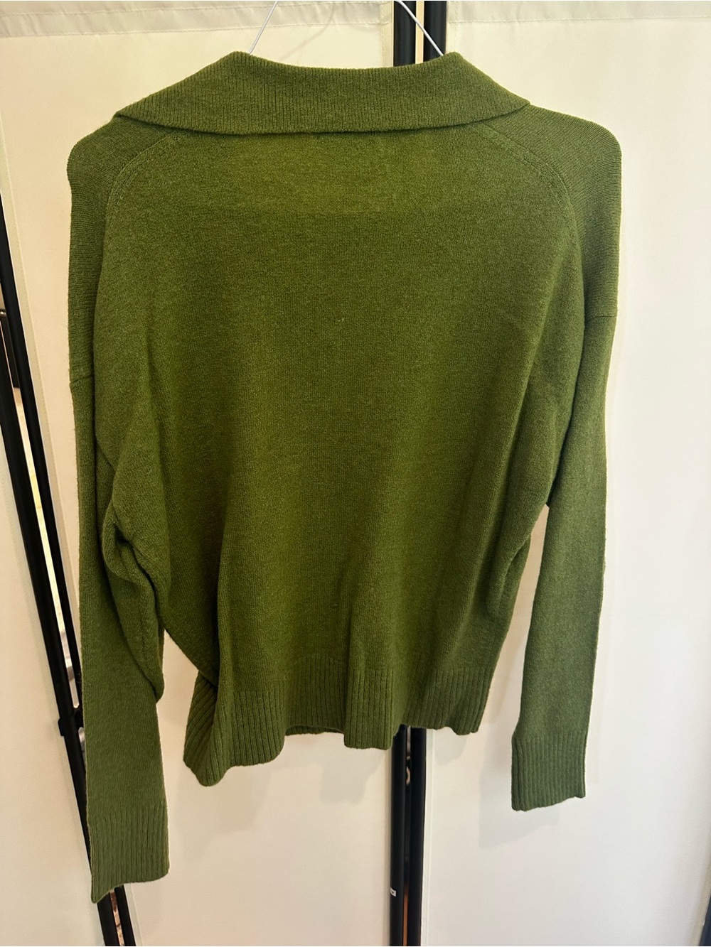 J. Crew Olive Green V-Neck Polo-Collar Sweater - Picture 4 of 4